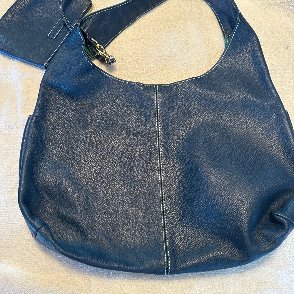 Chic Blue Leather Hobo Bag